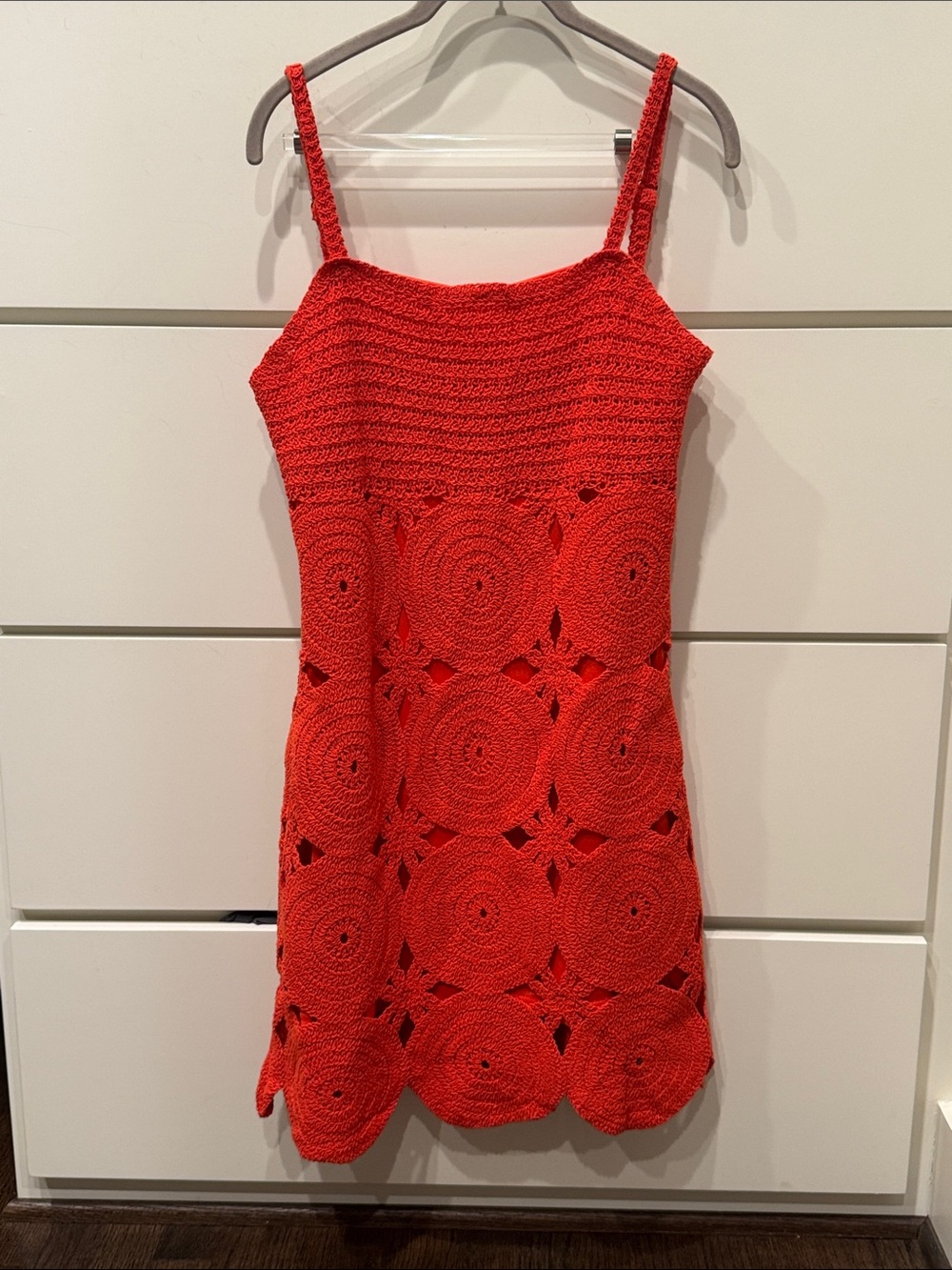 Avara orange  Crochet Spaghetti-Strap Dress NWT
